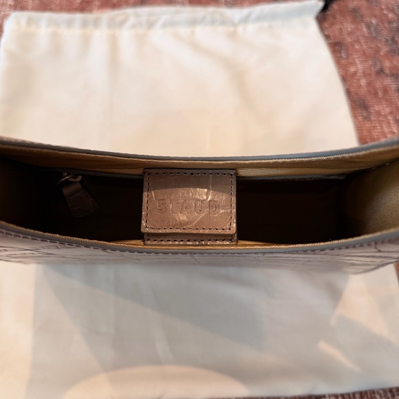 Staud French Gray Croc Embossed Shoulder Bag Leather - Picture 7 of 9